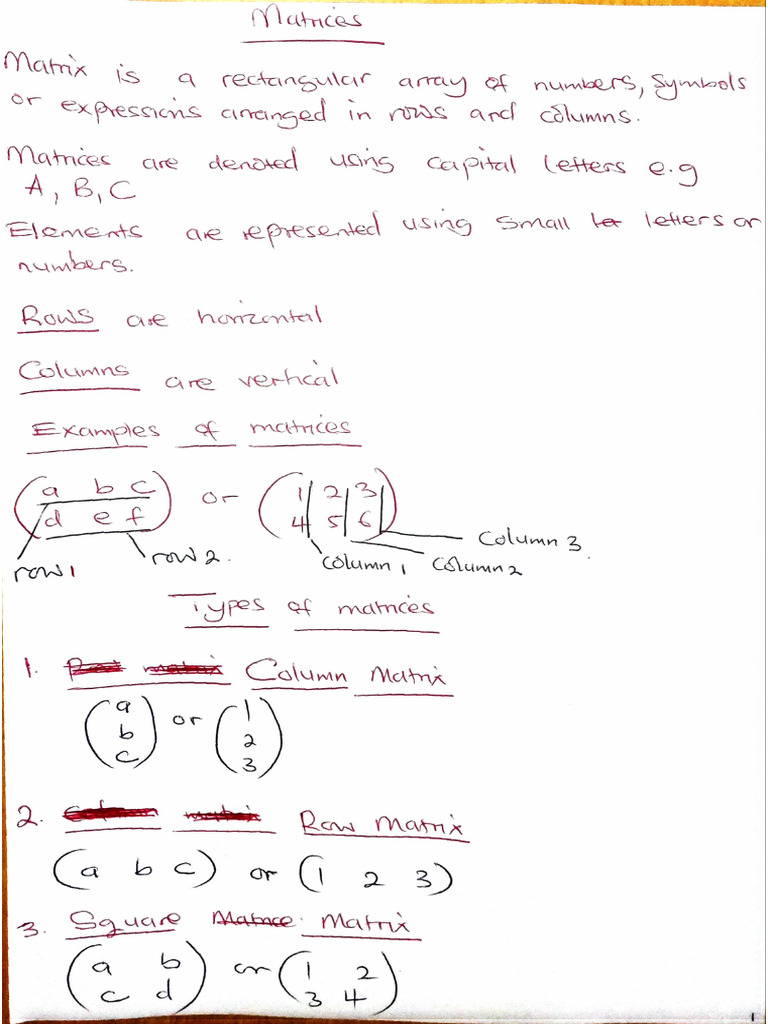 Matrices Notes | PDF