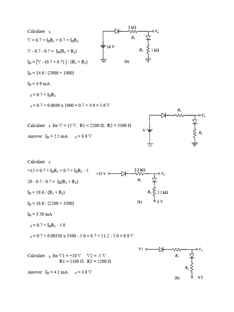 Diode Circuit Calculations and Examples | PDF