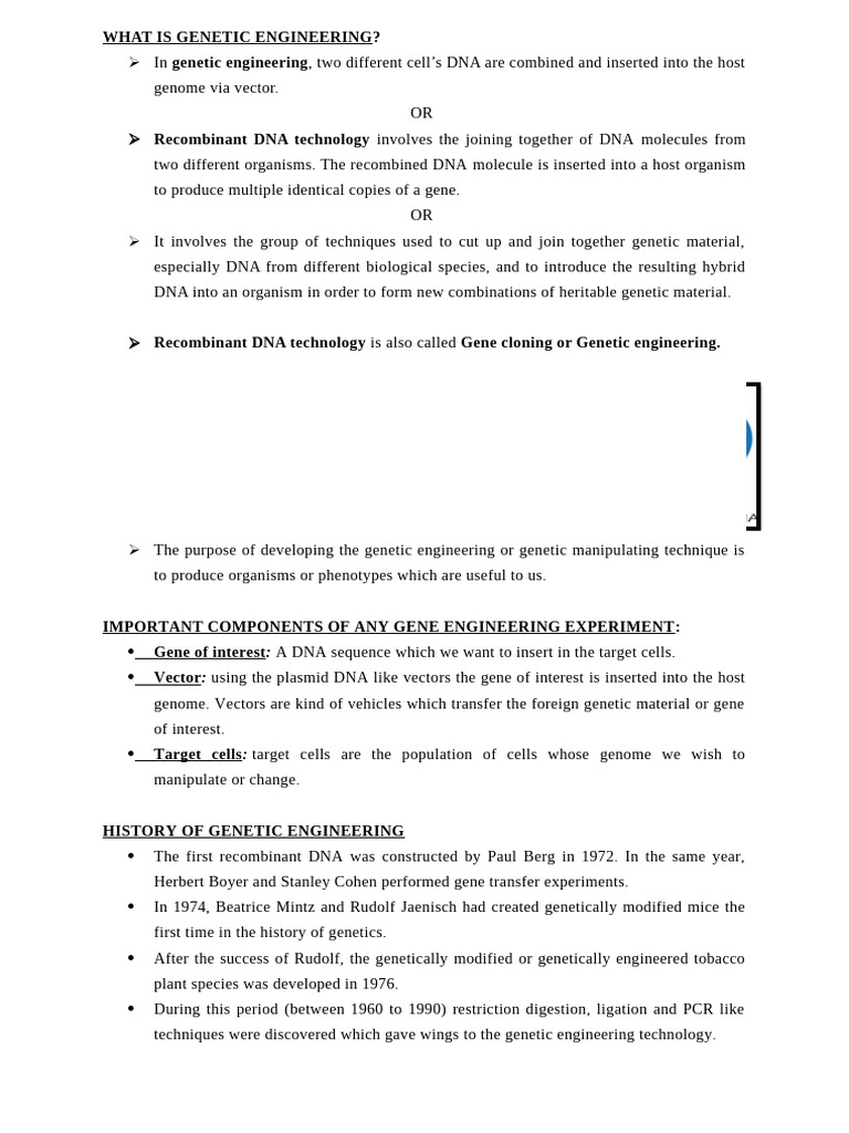 Understanding Genetic Engineering Basics | PDF | Plasmid | Genetic ...