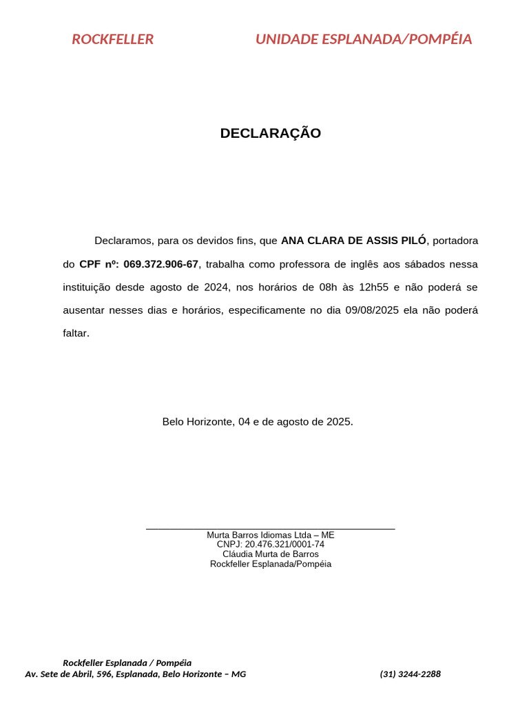 Declaração Ana Piló | PDF