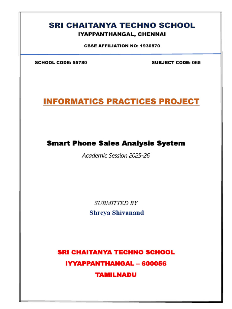 Smart Phone Sales Analysis Project | PDF | Systems Engineering ...