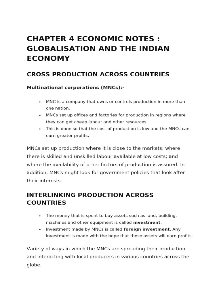 Globalisation and The Indian Economy | PDF | Multinational Corporation ...