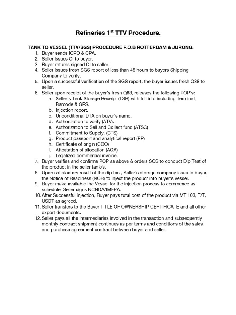 TTV Procedure for Oil Refineries | PDF | Receipt | Invoice