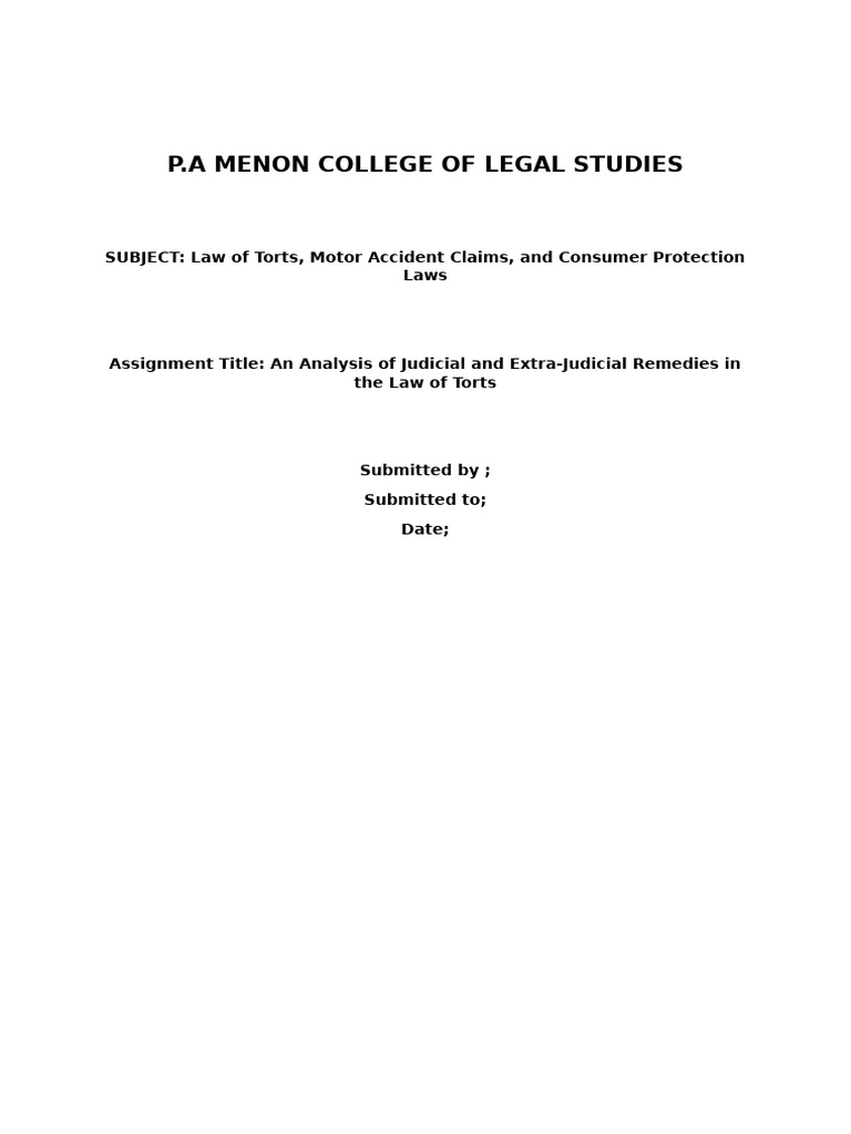Remedies in Law of Torts Explained | PDF | Damages | Legal Remedy