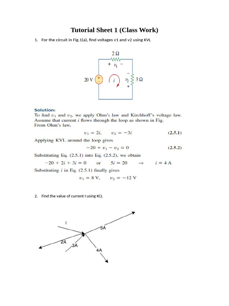 Tutorial Sheet 1 | PDF