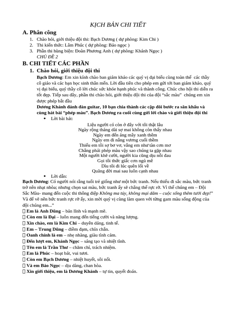 KỊCH BẢN CHI TIẾT | PDF