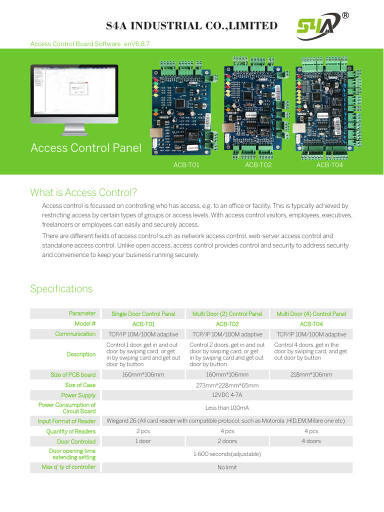 Access Control Panel ACB-T01 Overview | PDF | Access Control | Internet ...