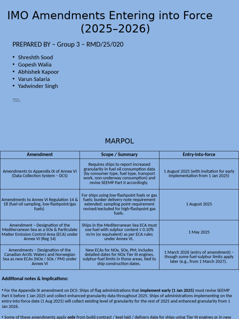 2025-2026 IMO Amendments Overview | PDF | Shipping | Water Transport