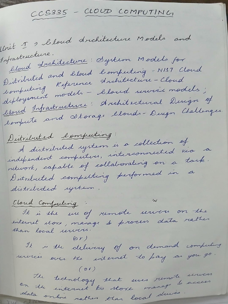 Cloud Computing Unit 1 Notes | PDF | Web Application | Cloud Computing