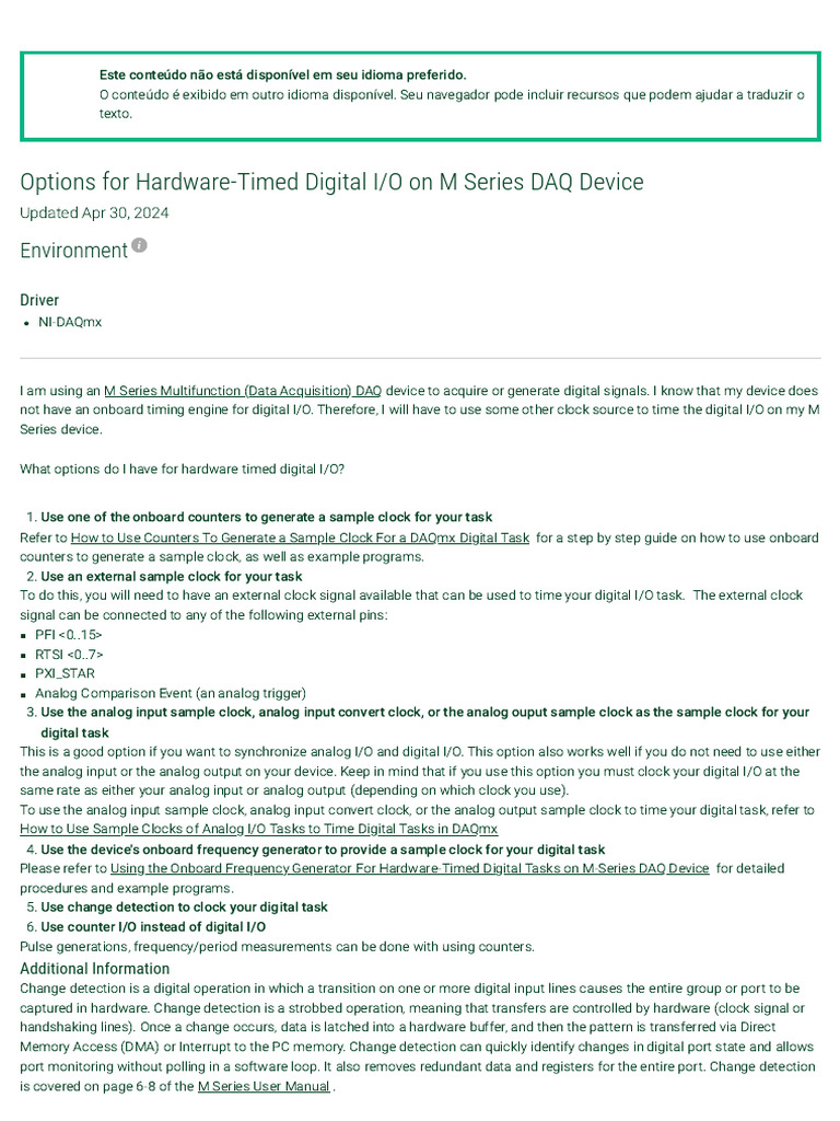 Options For Hardware-Timed Digital I O On M Series DAQ Device - NI ...