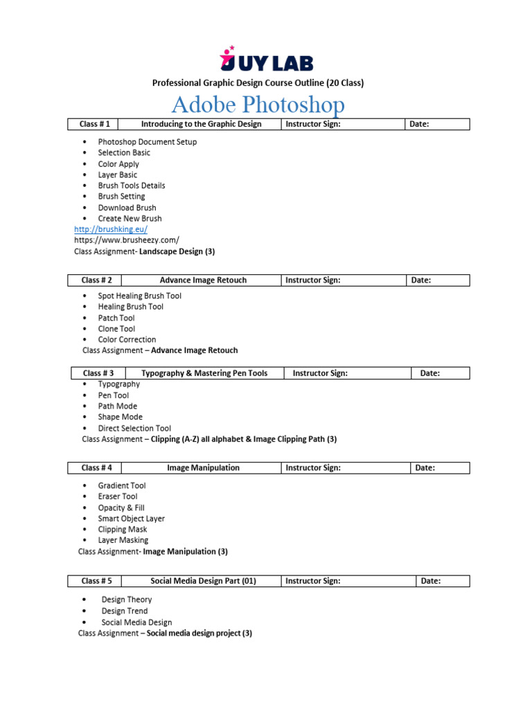 Graphic Design Course Outline: 20 Classes | PDF | Adobe Illustrator ...