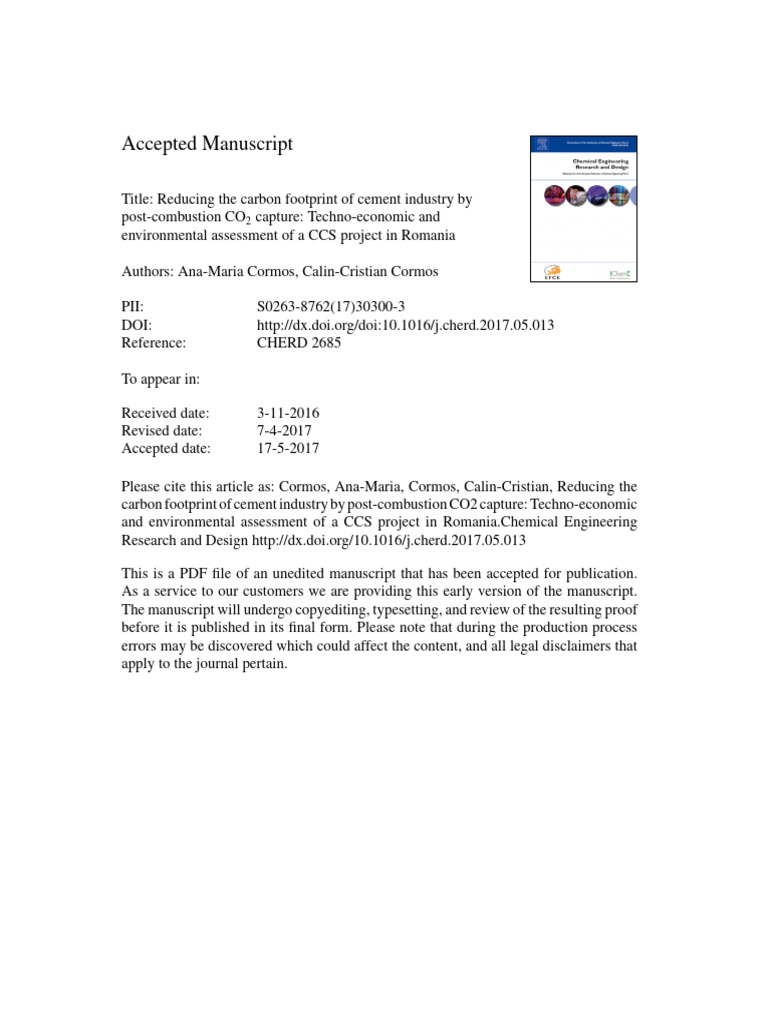 CO2 Capture in Cement Industry: Romania Study | PDF | Carbon Dioxide ...