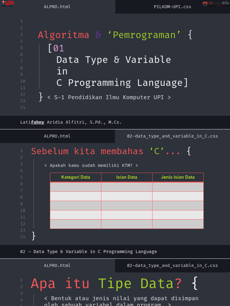 Tipe Data dan Variabel dalam C | PDF