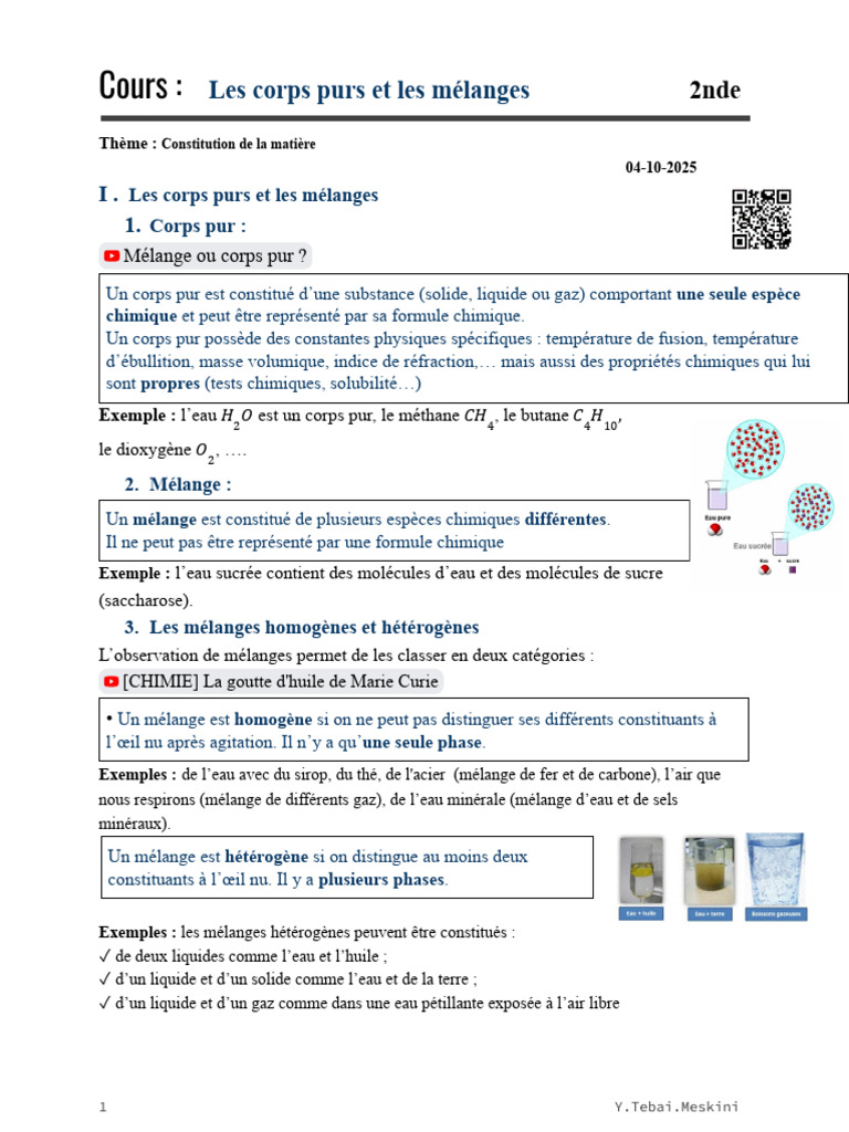 Corps purs et mélanges en chimie | PDF | Chimie | Chromatographie