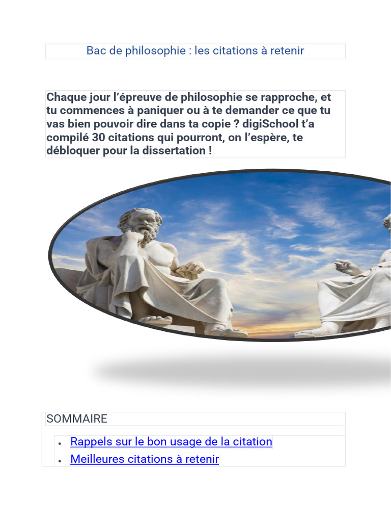 Citations clés pour le bac de philo | PDF