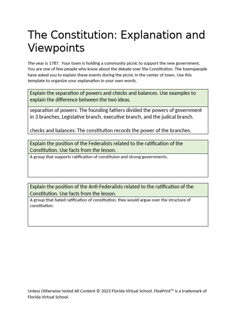 Understanding the Constitution's Debate | PDF