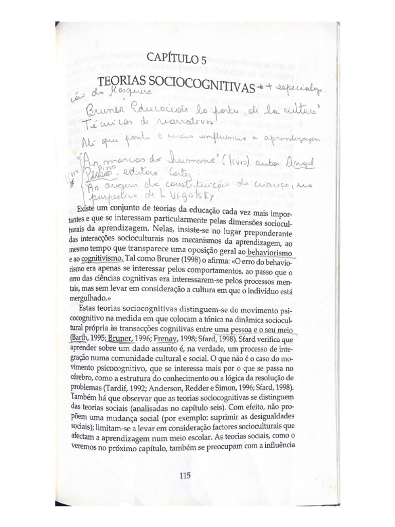 Teorias Sociocognitivas da Aprendizagem | PDF | Aprendizado | Psicologia
