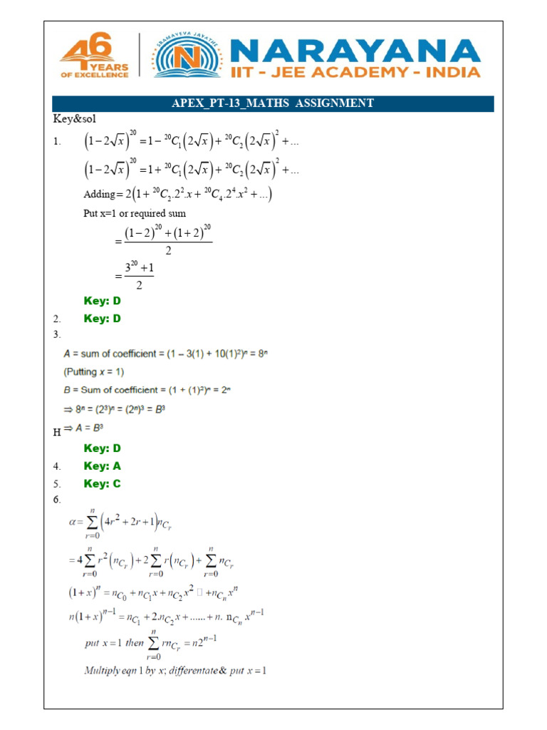 APEX PT-13 Maths Assignment Solutions | PDF | Mathematics | Chess