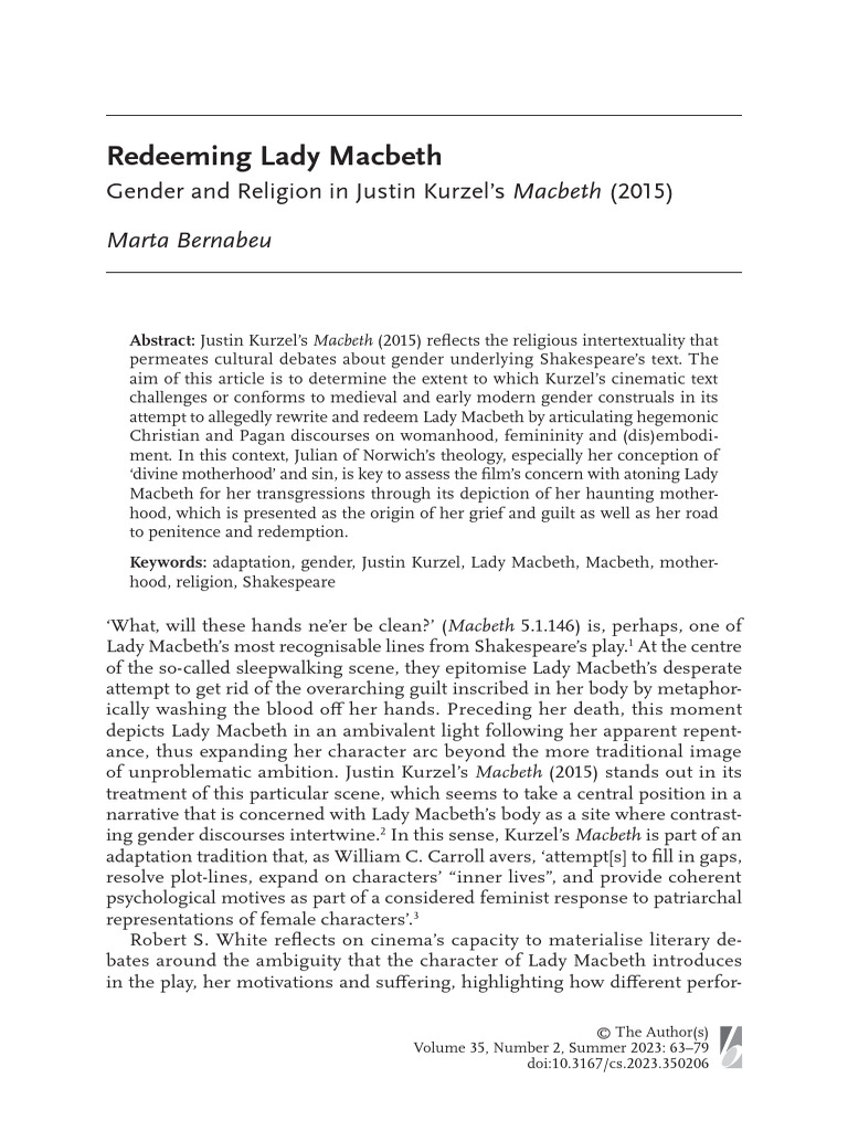 Gender and Redemption in Kurzel's Macbeth | PDF | Macbeth | Goddess