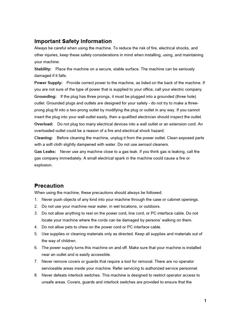 Essential Safety Guidelines for Machines | PDF | Ac Power Plugs And ...