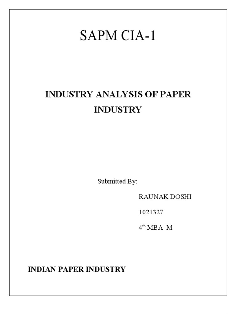 Paper Industry Analysis PDF Paper Pulp (Paper)