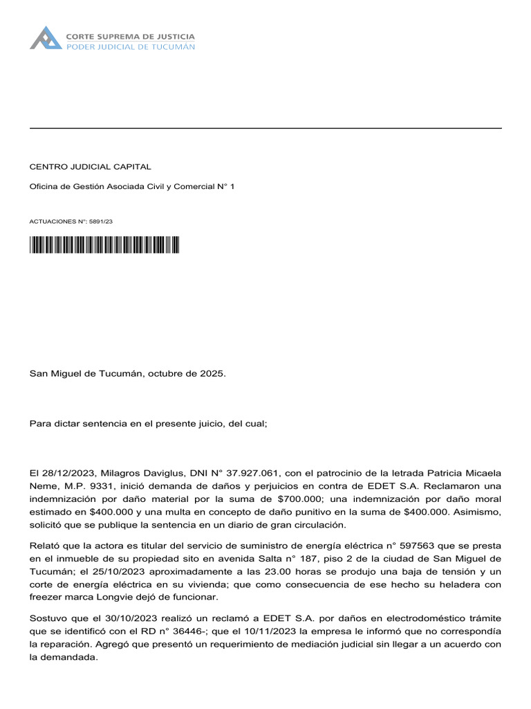 SENTENCIA DEFINITIVA EDET | PDF | Daños y perjuicios | Los consumidores