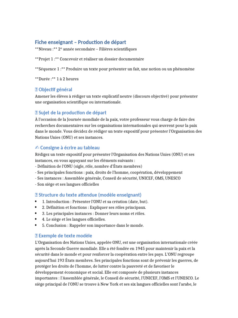 Présentation de l'ONU et ses fonctions | PDF | Nations unies ...