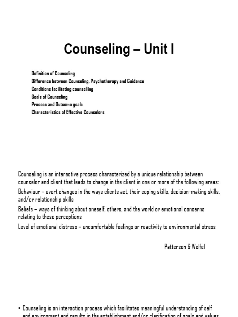 Understanding Counseling Basics | PDF | Psychotherapy | Behavior