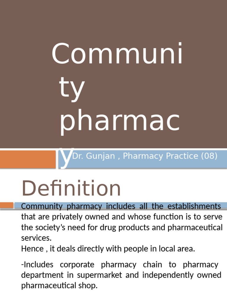 Community Pharmacy Roles and Management | PDF | Pharmacy | Medical ...