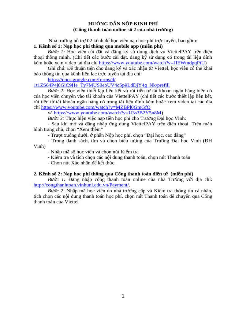 Huong Dan Nop Kinh Phi | PDF