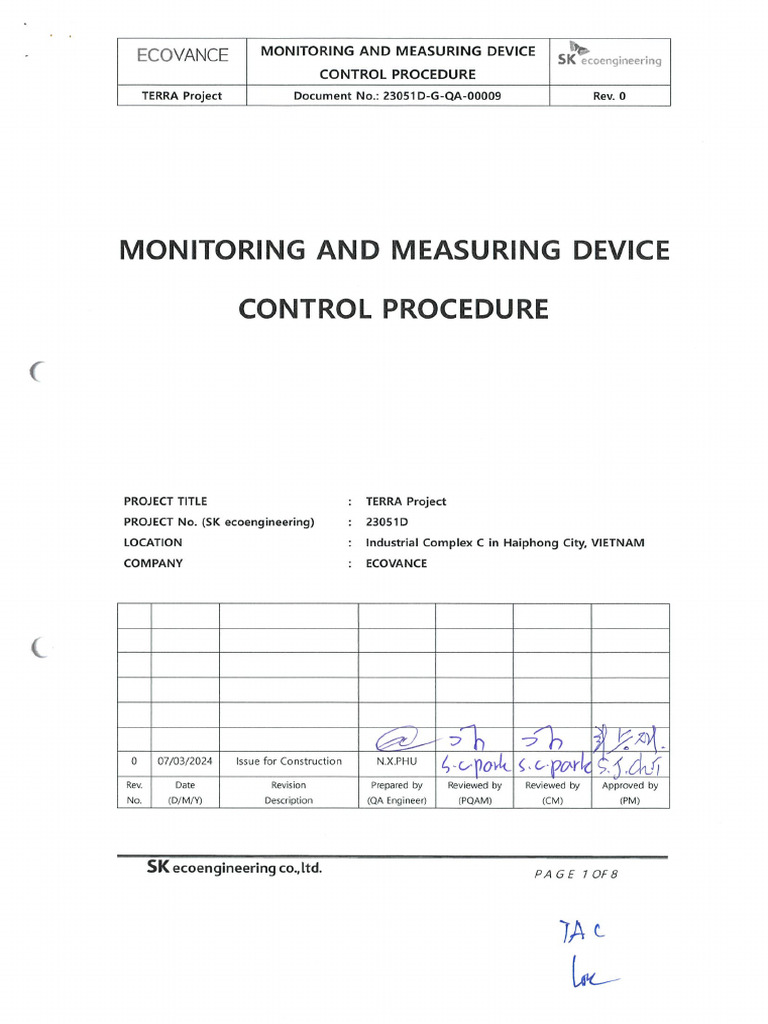 23051D-G-QA-00009 - Monitoring and Measuring Device Control Procedure ...