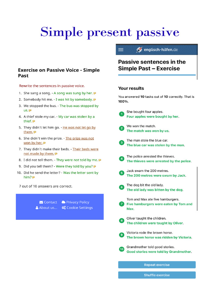 Simple Past Passive PDF | PDF