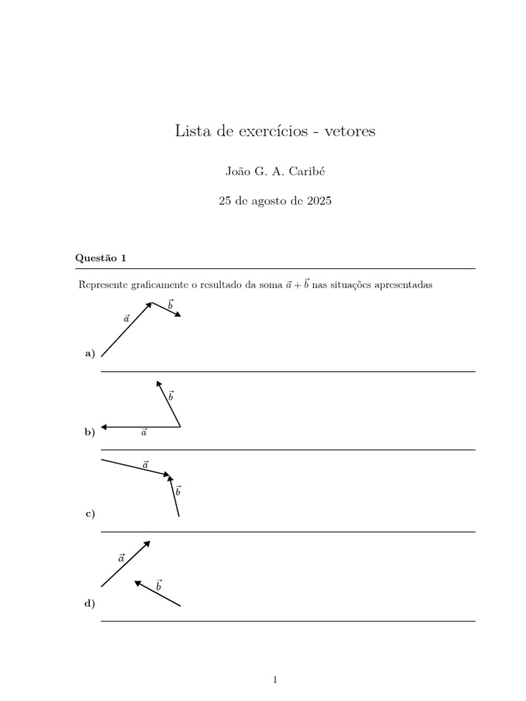 Exercícios Práticos sobre Vetores | PDF | Vetor euclidiano | Matemática