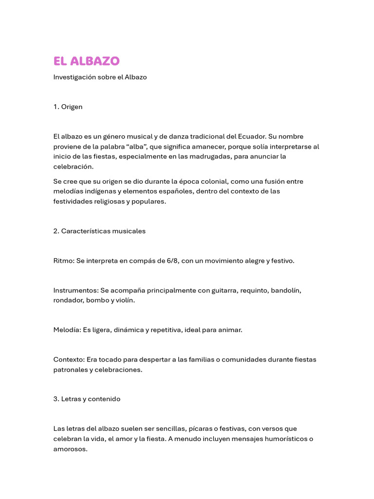 Instrumentos del Albazo Ecuatoriano | PDF