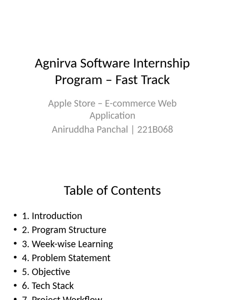 Agnirva Software Internship Overview | PDF | Java Script | Application ...