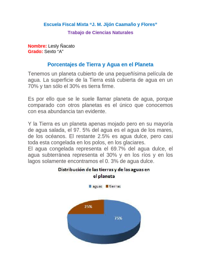 Porcentaje de Agua en la Tierra | PDF