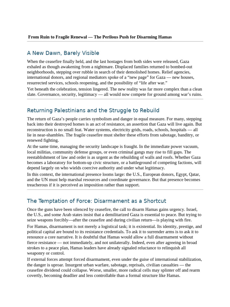 Will Forceful Disarment of Hamas Work 1 | PDF | Hamas | Gaza Strip