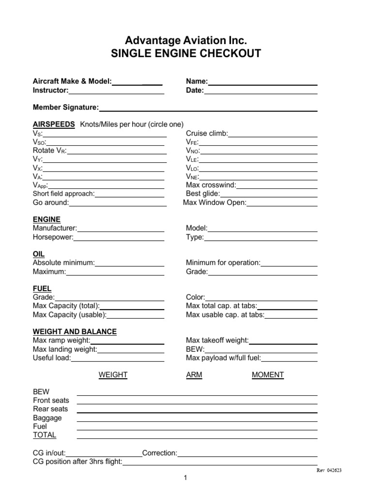 Single-Engine-Checkout-CT182T-Template | PDF | Aircraft | Aviation