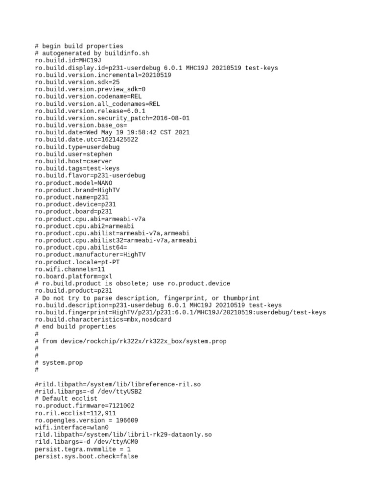 HighTV NANO Build Properties Overview | PDF | Embedded Linux ...