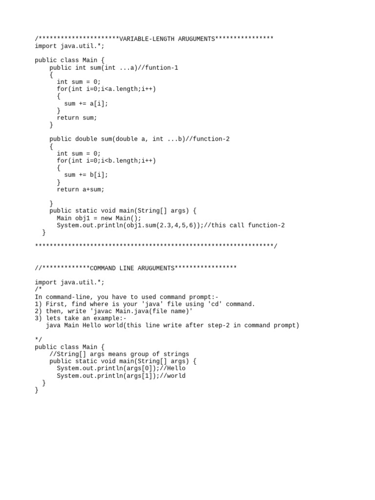 Java Variable-Length & Command-Line Args | PDF
