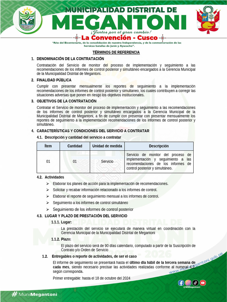 TDR de Seguimiento A Los Informes de Control Posterior y Simultaneo | PDF