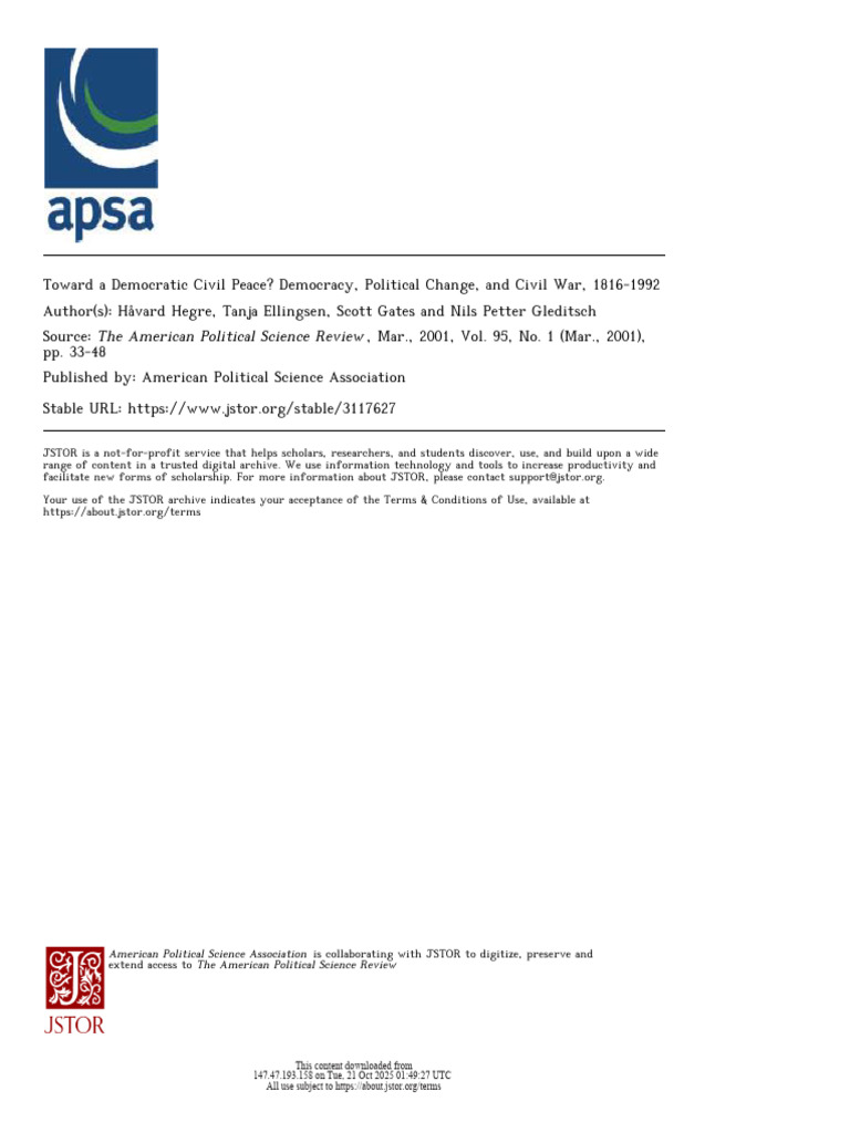 Democratic Peace and Civil Conflict Analysis | PDF | Democratization ...