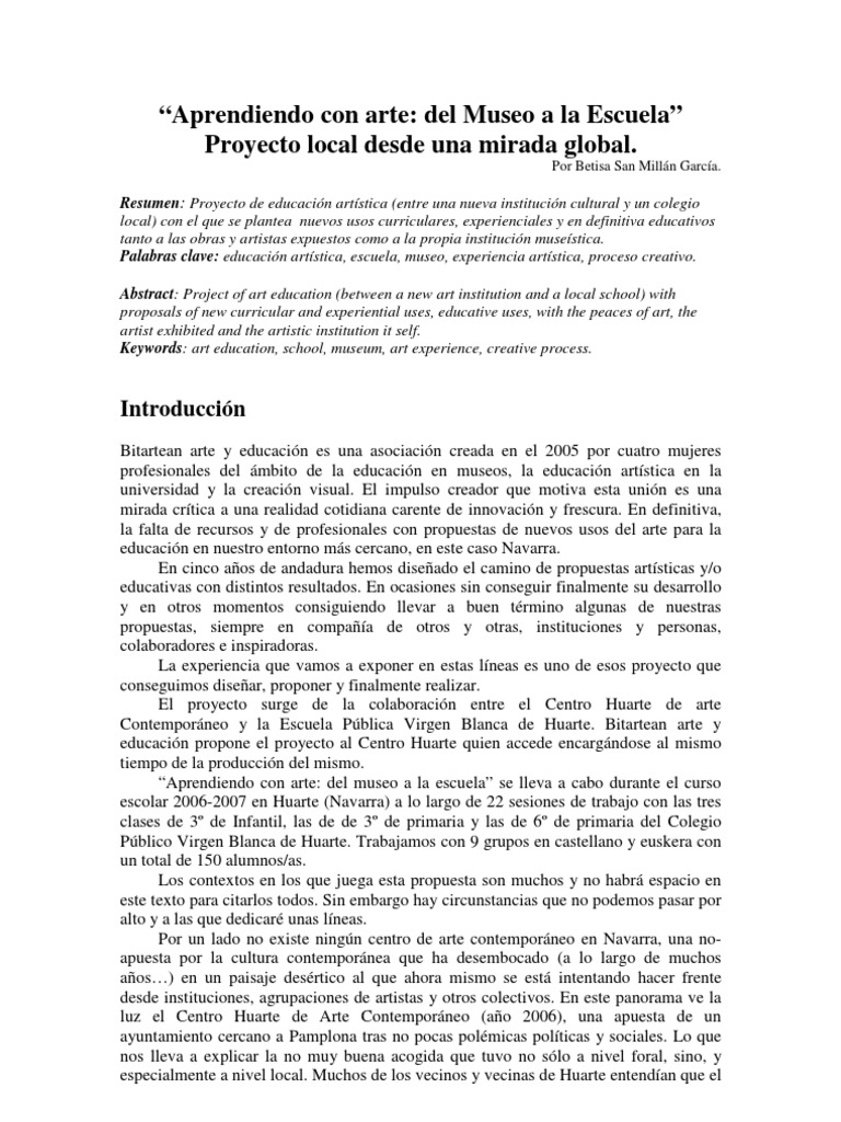 Educación artística: del museo a la escuela | PDF | Museo | Arte ...