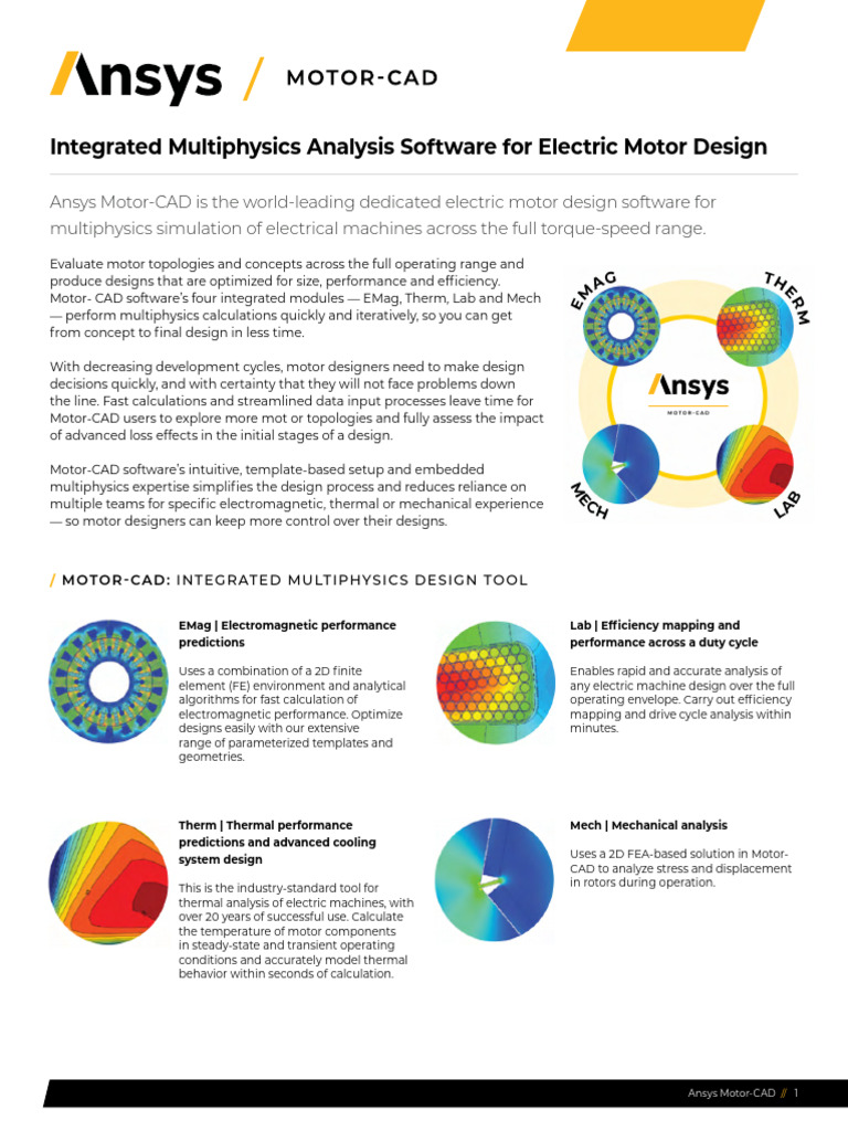 Ansys Motor-CAD: Electric Motor Design Software | PDF | Electric Motor ...