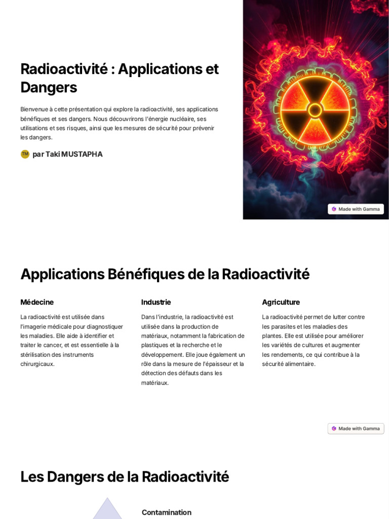 Applications et Dangers de la Radioactivité | PDF
