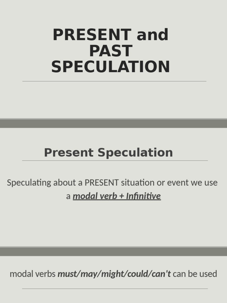 Present and Past Speculation Guide | PDF