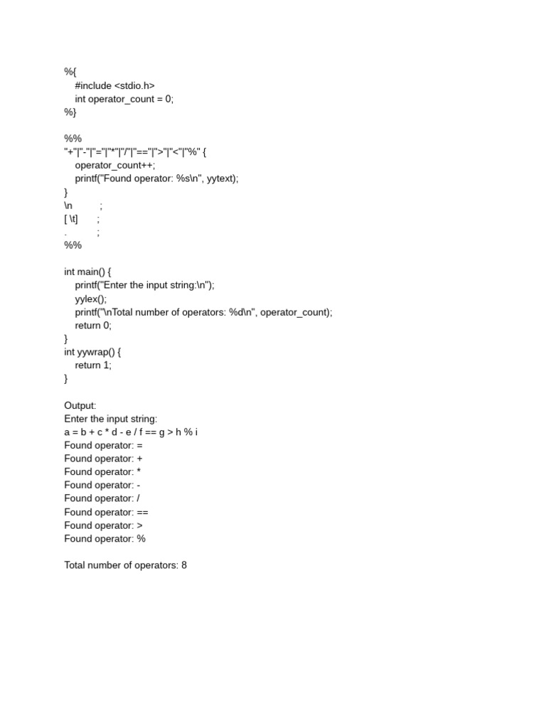C Program to Count Operators | PDF