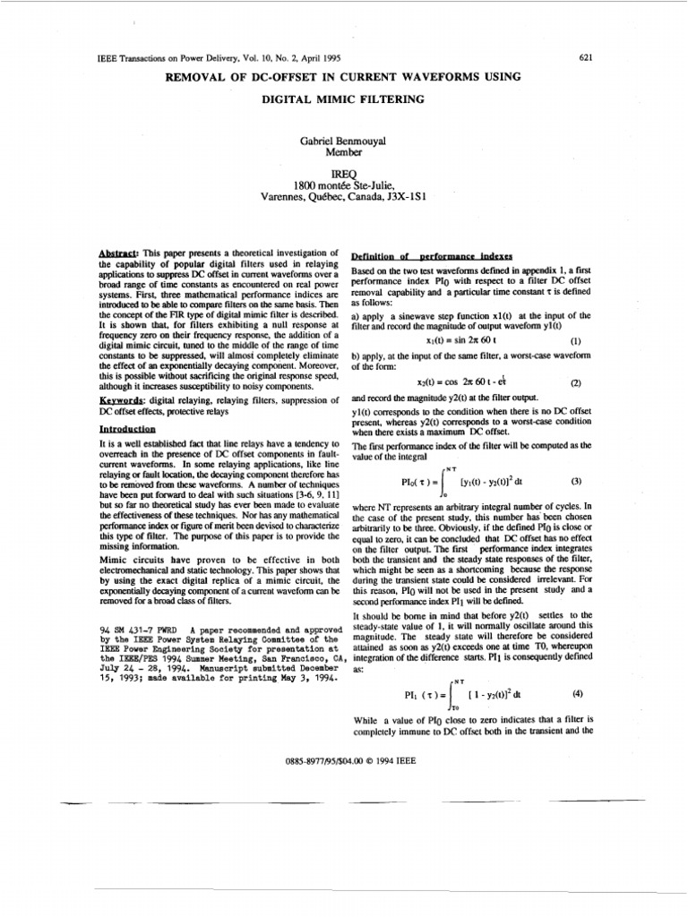 Digital Filters for DC Offset Removal | PDF | Kalman Filter ...