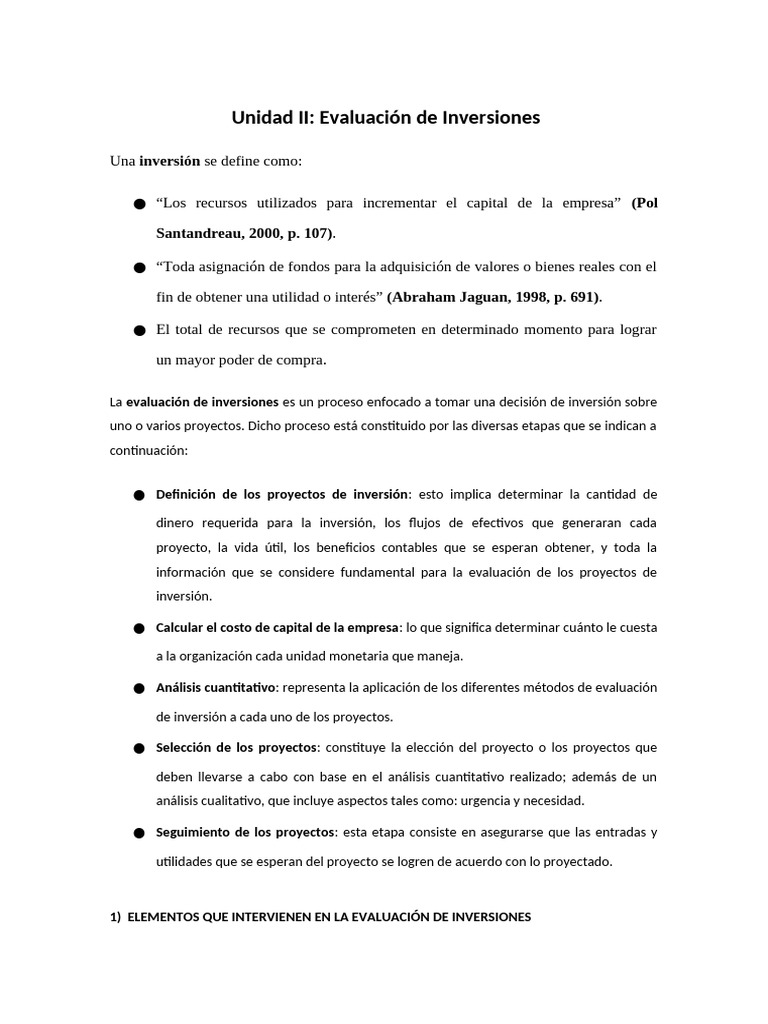 Evaluación Técnica y Económica de Inversiones | PDF | Tasa interna de ...