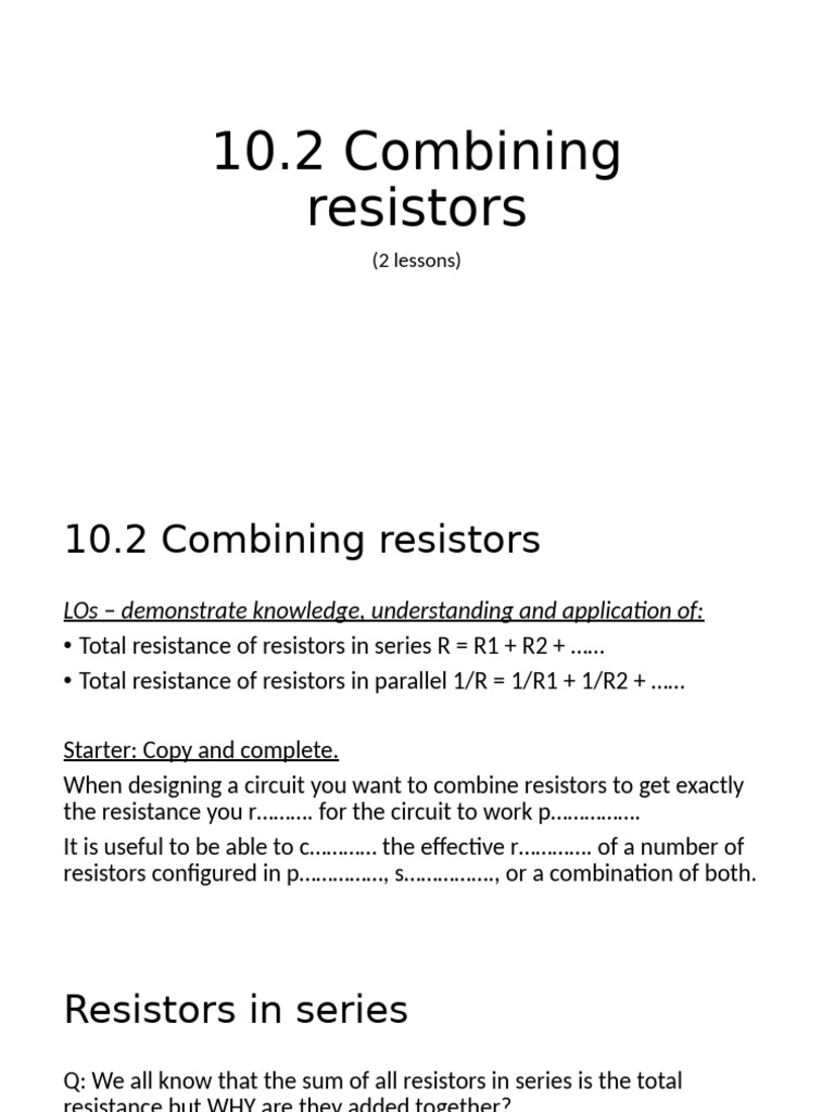 Combining Resistors With Exercises and | PDF